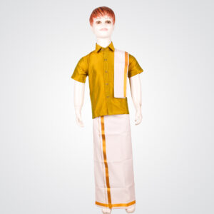 AlaguRaja AR005 - Saara Fashions Online - Pattu pavadai | Pattu Half Sarees | Traditional Kids Wear readymade cotton olive green dhoti