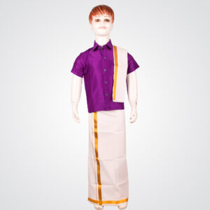 AlaguRaja AR012 - Saara Fashions Online - Pattu pavadai | Pattu Half Sarees | Traditional Kids Wear readymade cotton light violet dhoti